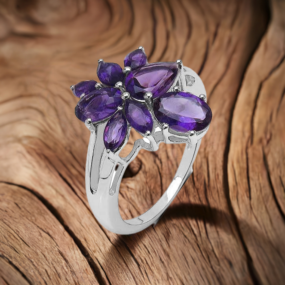 925 Sterling Silver Handmade Rings In Amethyst Gemstone Jewelry 925SR3266