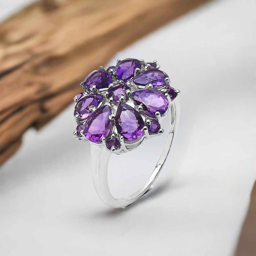 925 Sterling Silver Handmade Rings In Amethyst Gemstone Jewelry 925SR3267