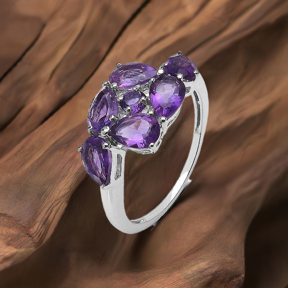 925 Sterling Silver Rings In Natural Amethyst Gemstone 925SR3268