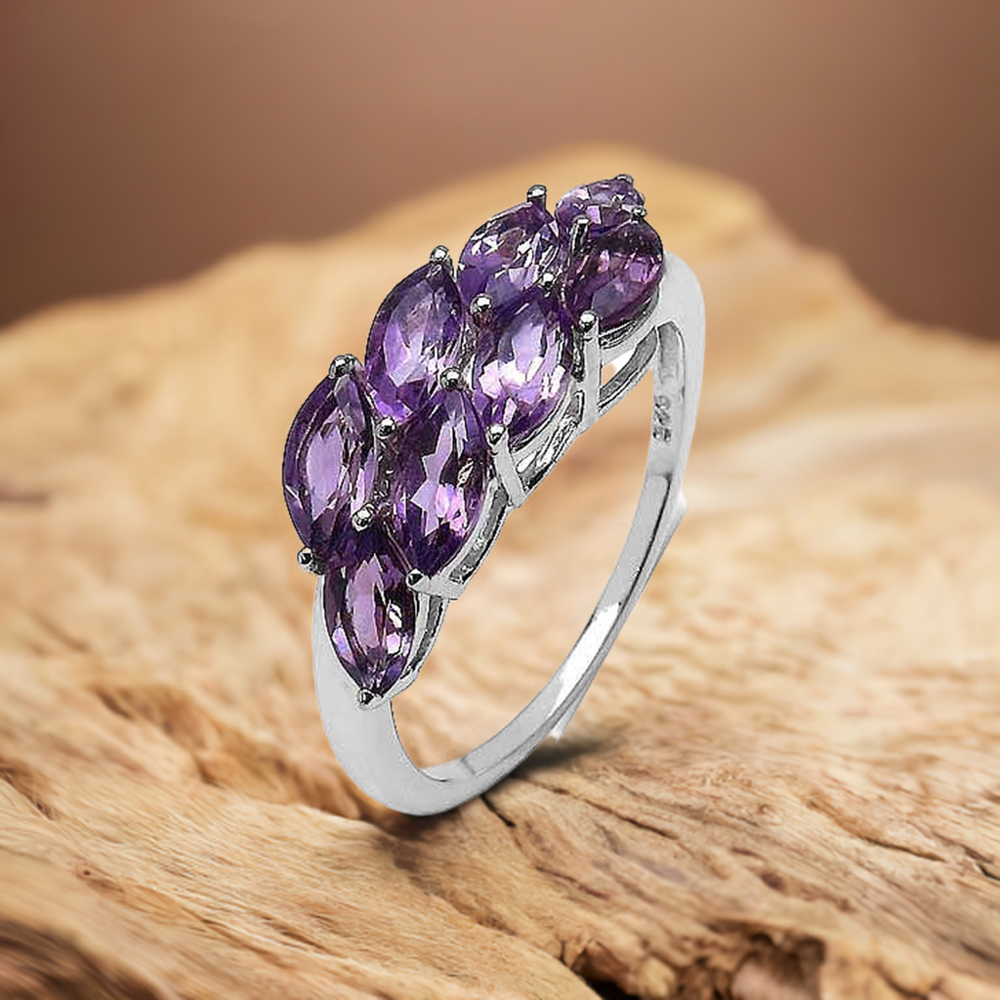 Genuine Amethyst Gemstone Rings In 925 Sterling Silver 925SR3279
