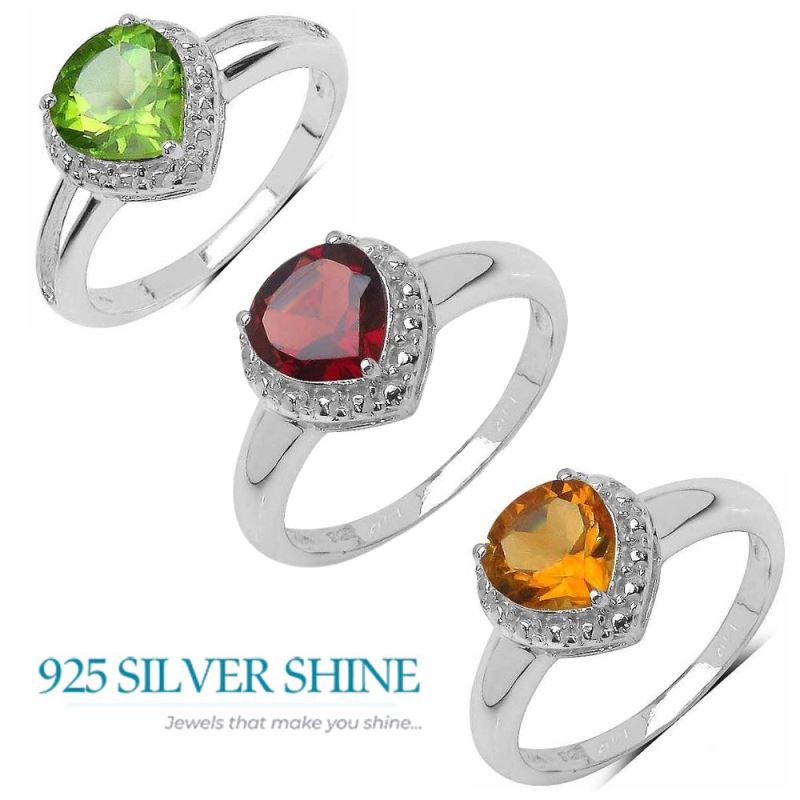 Sterling Silver Peridot August Birthstone Rings 925SR3282_3
