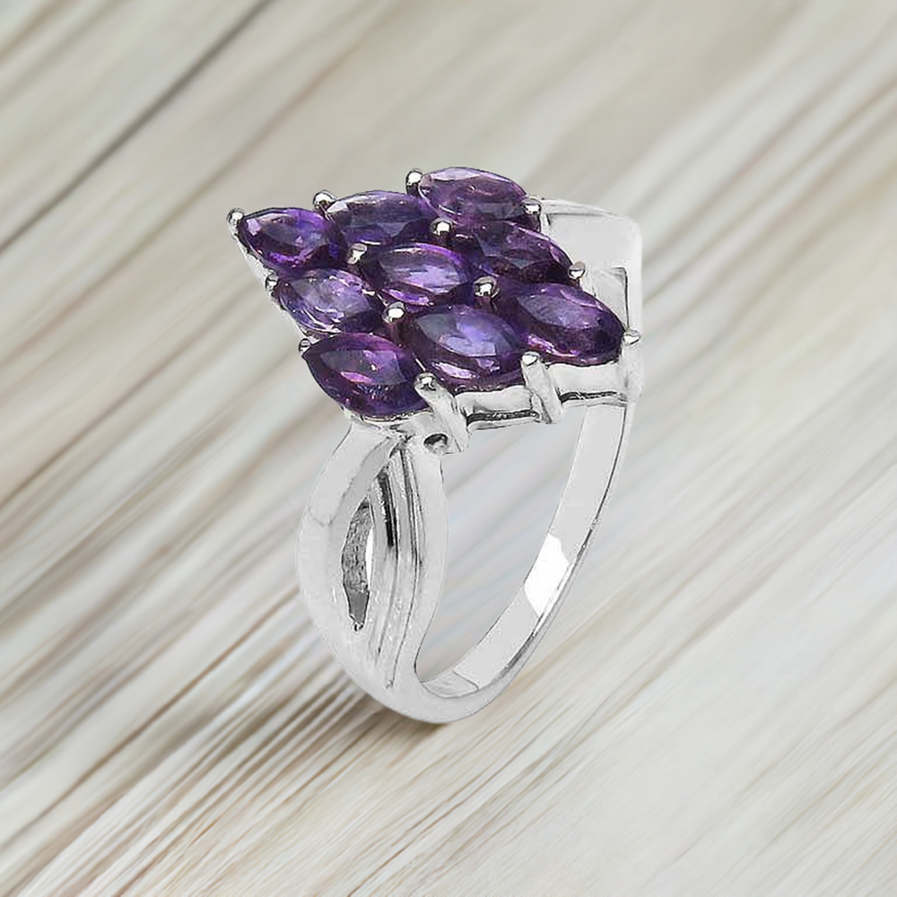 925 Sterling Silver Rings In Natural Amethyst Gemstone 925SR3286