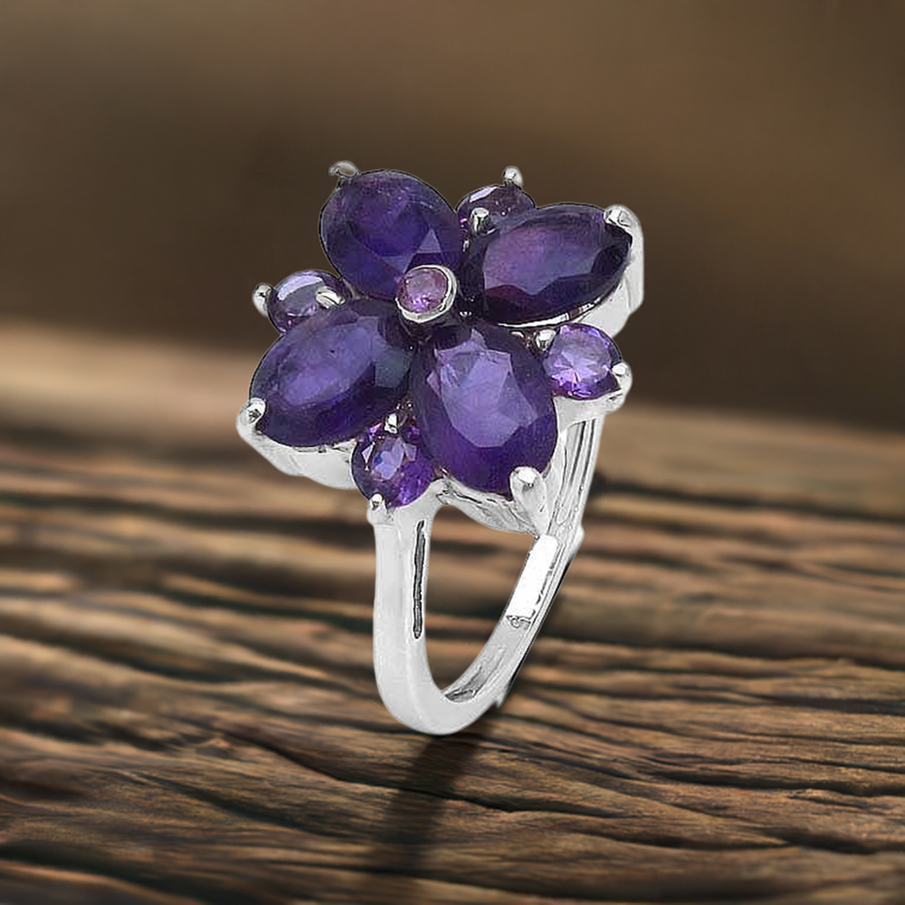 925 Sterling Silver Rings In Semi Precious Amethyst Gemstone 925SR3290