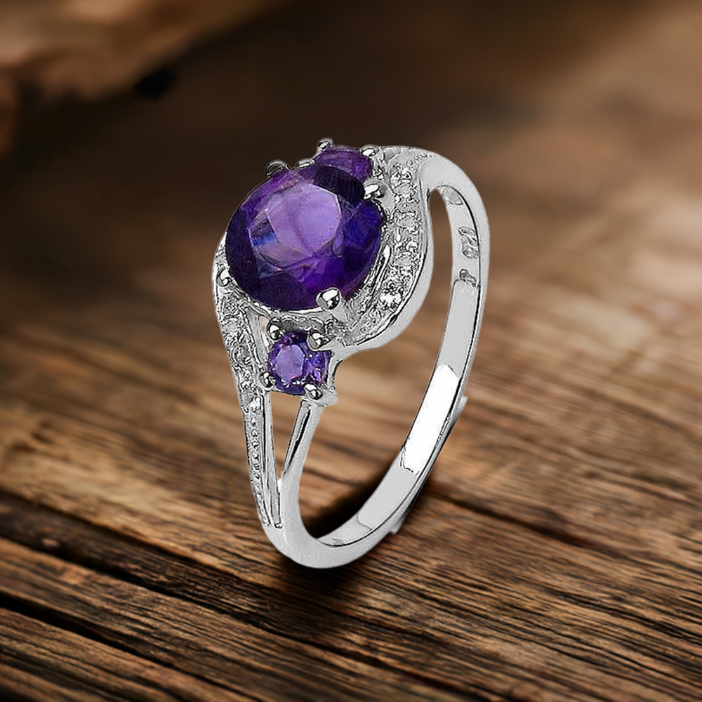 Amethyst Birthstone Silver Rings Jewelry 925SR3291