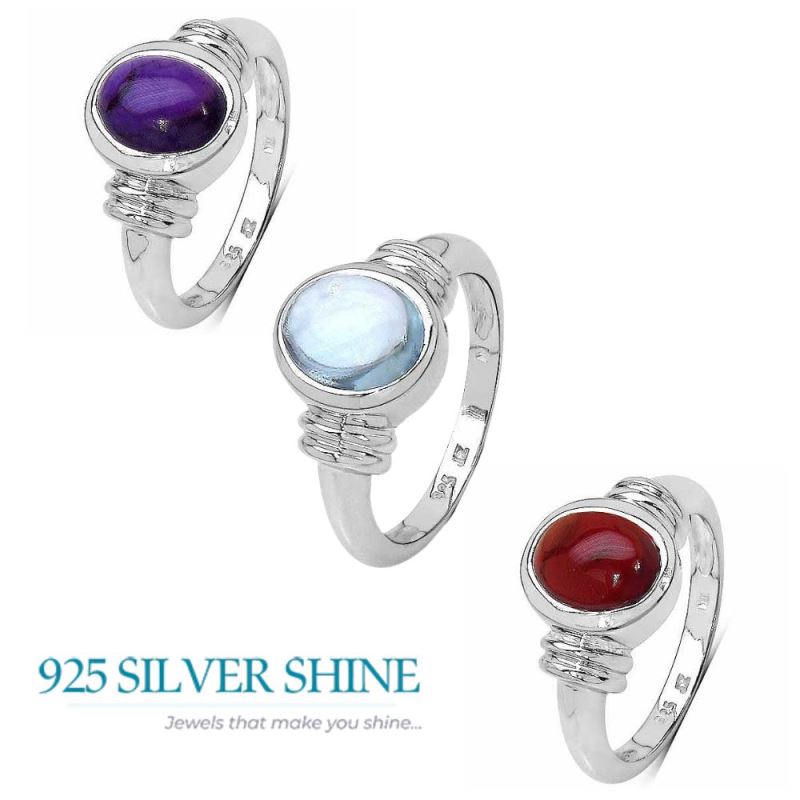 925 Sterling Silver Rings In Natural Blue Topaz Gemstone 925SR3292_3