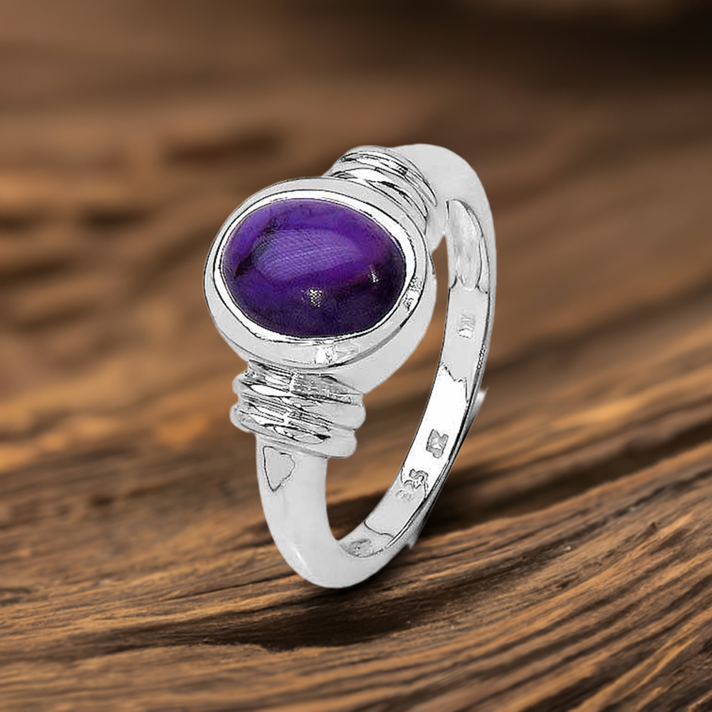 Amethyst February Birthstone Silver Rings 925SR3293