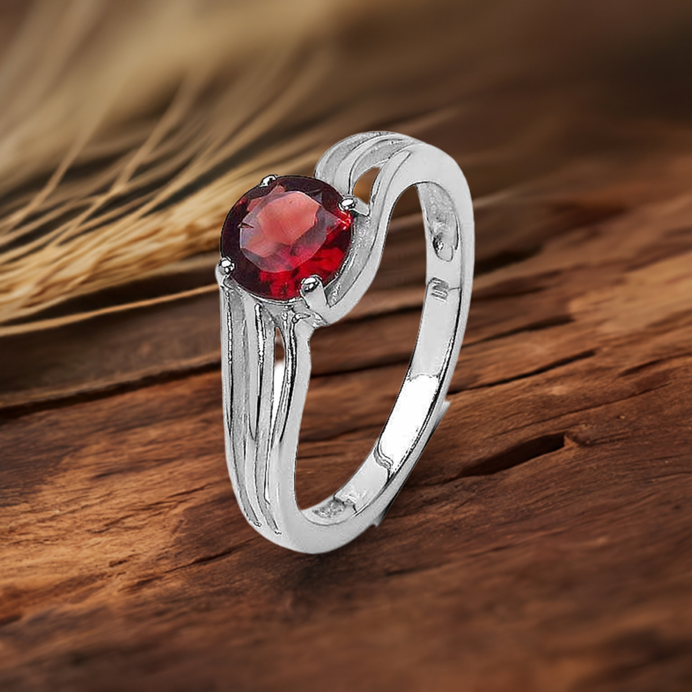 Faceted Garnet Gemstone Sterling Silver Rings 925SR3296