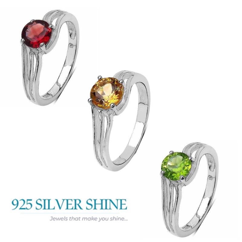 Natural Peridot August Birthstone Sterling Silver Rings 925SR3297_3
