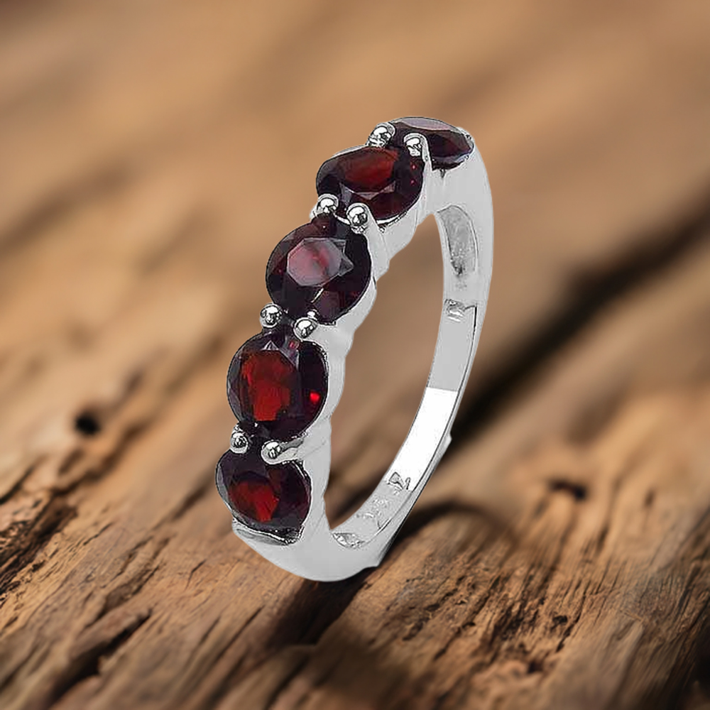 925 Sterling Silver Rings In Semi Precious Garnet Gemstone 925SR3299