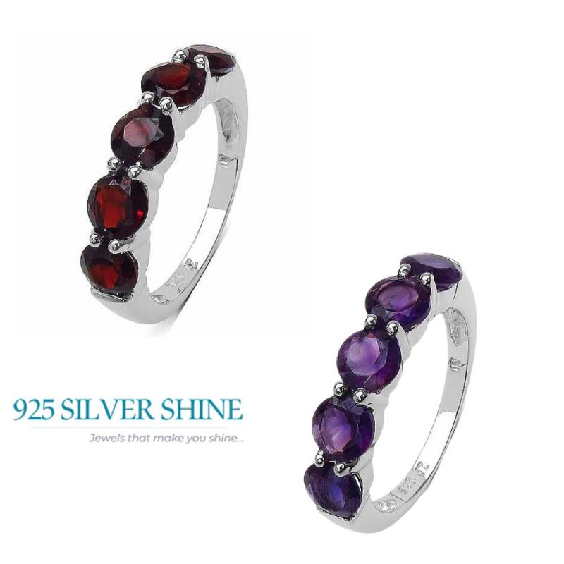 925 Sterling Silver Rings In Semi Precious Garnet Gemstone 925SR3299_3