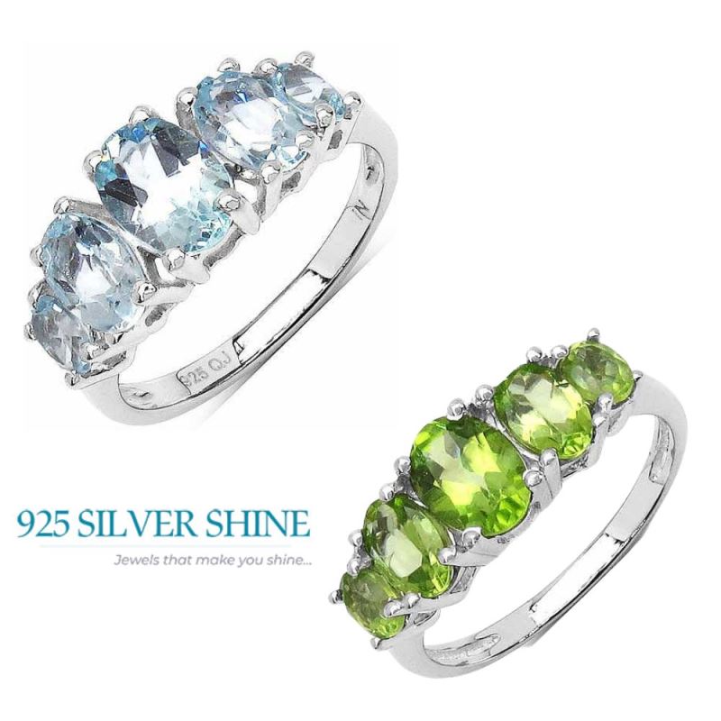 925 Sterling Silver Rings In Genuine Blue Topaz Gemstone 925SR3300_3