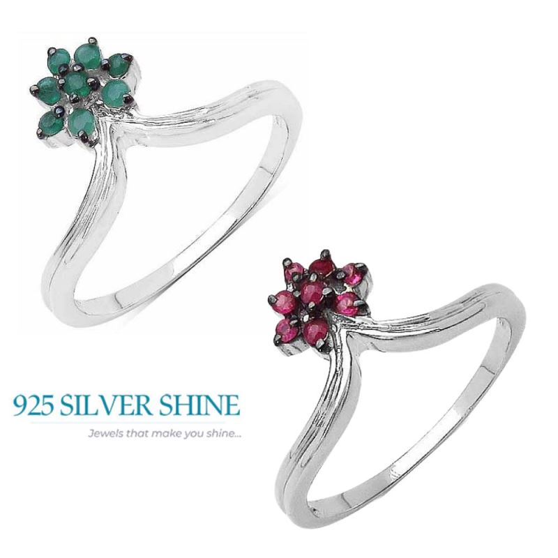 Semi Precious Green Onyx Gemstone Rings In 925 Sterling Silver Jewelry 925SR3302_3