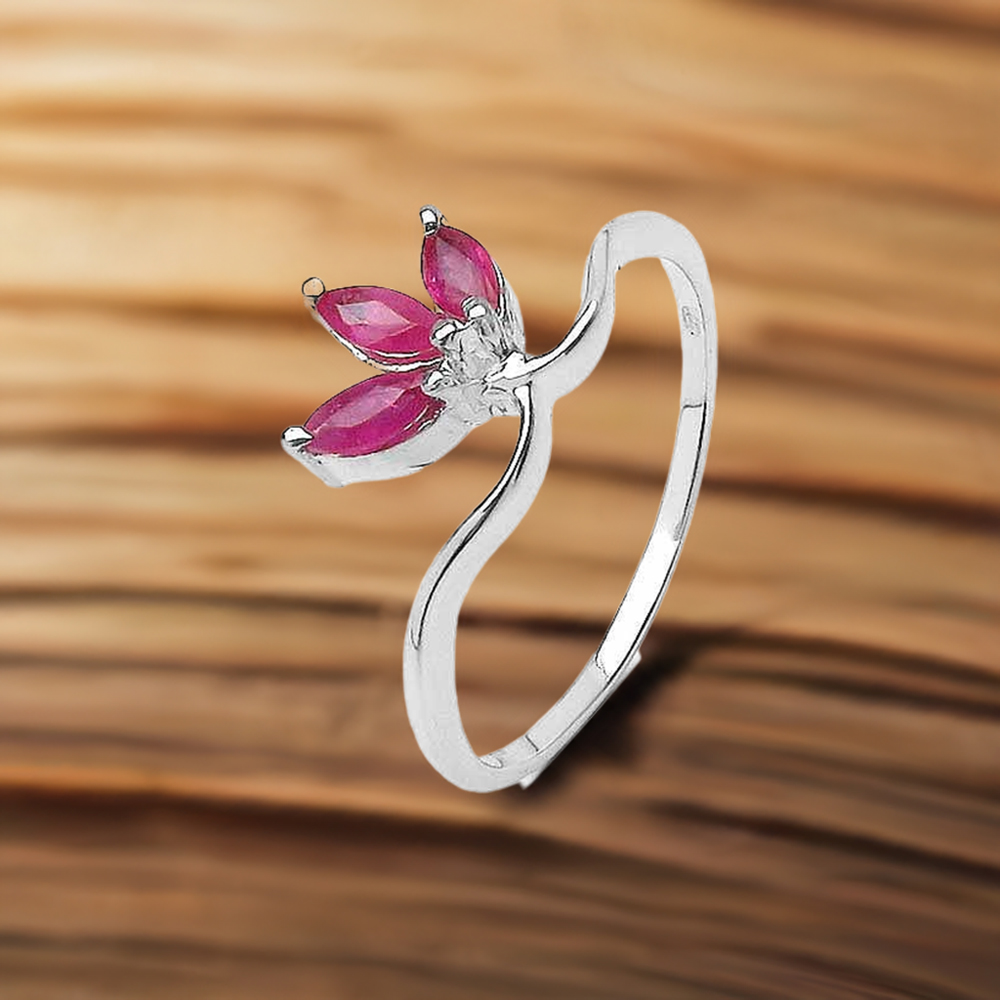 Semi Precious Dyed Ruby Gemstone Rings In 925 Sterling Silver Jewelry 925SR3305