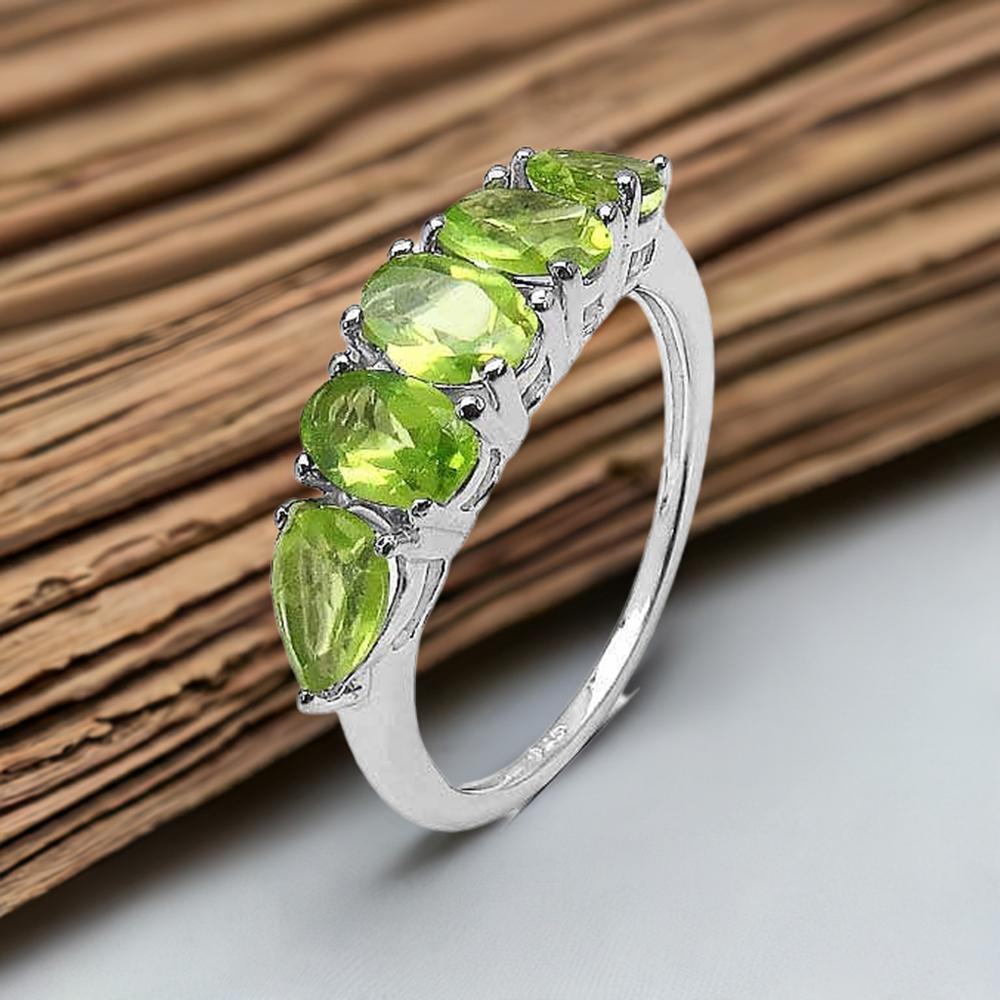 925 Sterling Silver Handmade Rings In Peridot Gemstone Jewelry 925SR3317