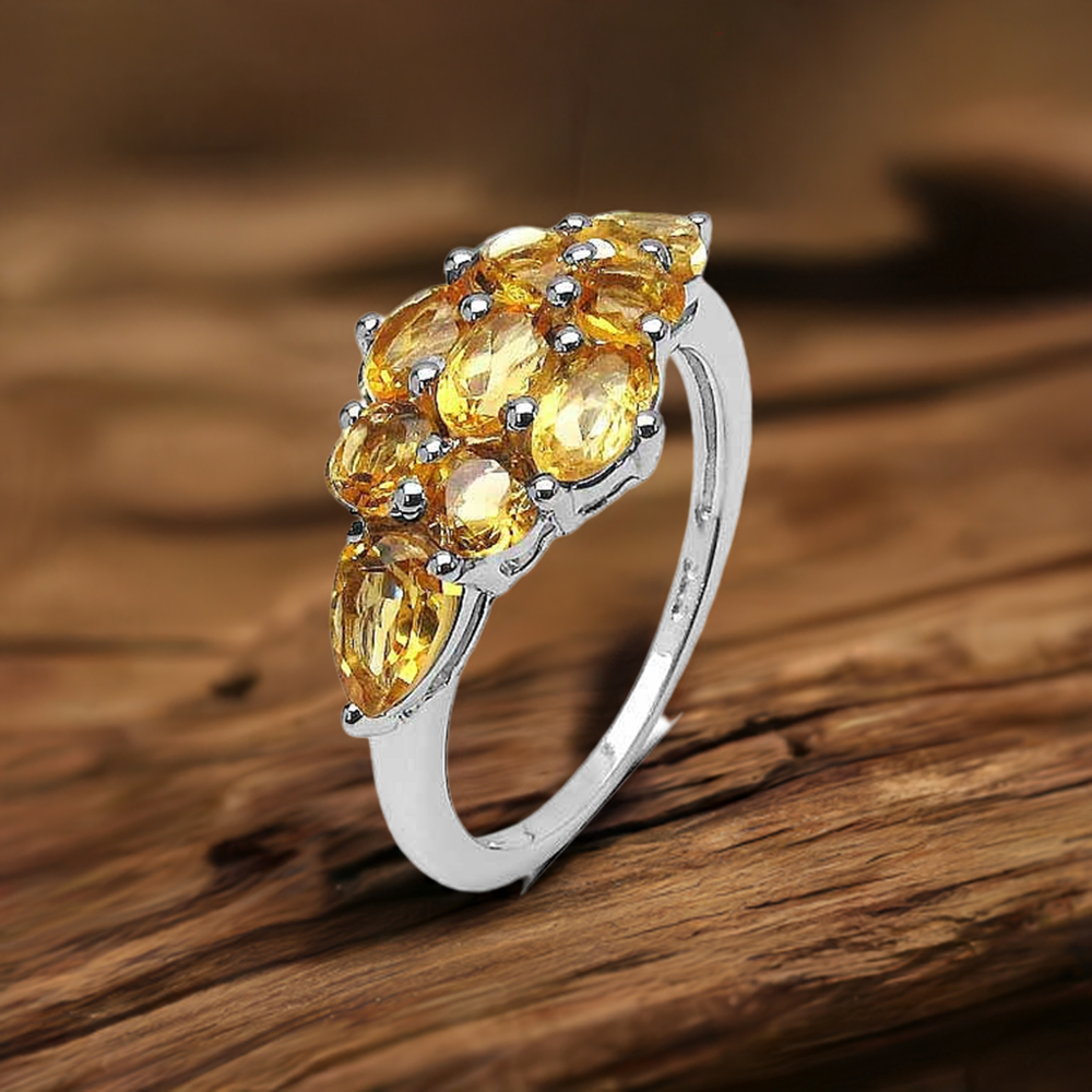 925 Sterling Silver Handmade Rings In Citrine Gemstone Jewelry 925SR3318