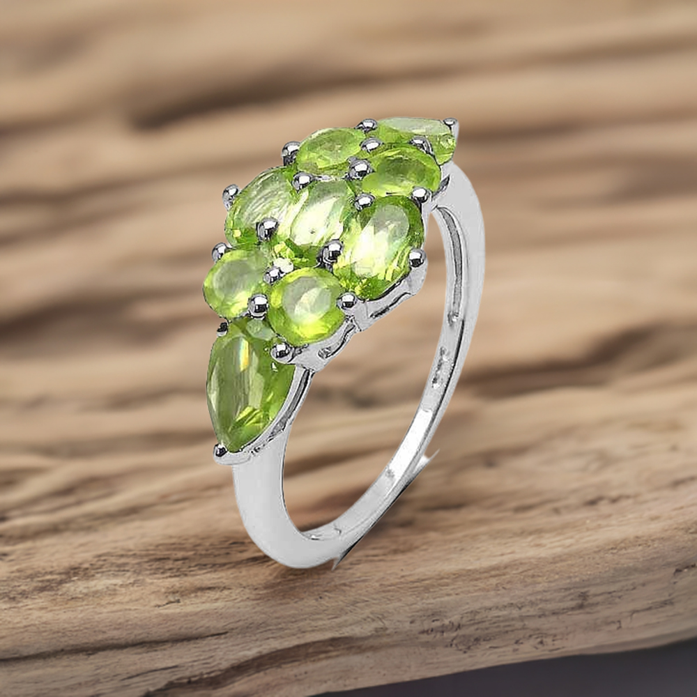 925 Sterling Silver Handmade Rings In Peridot Gemstone Jewelry 925SR3319