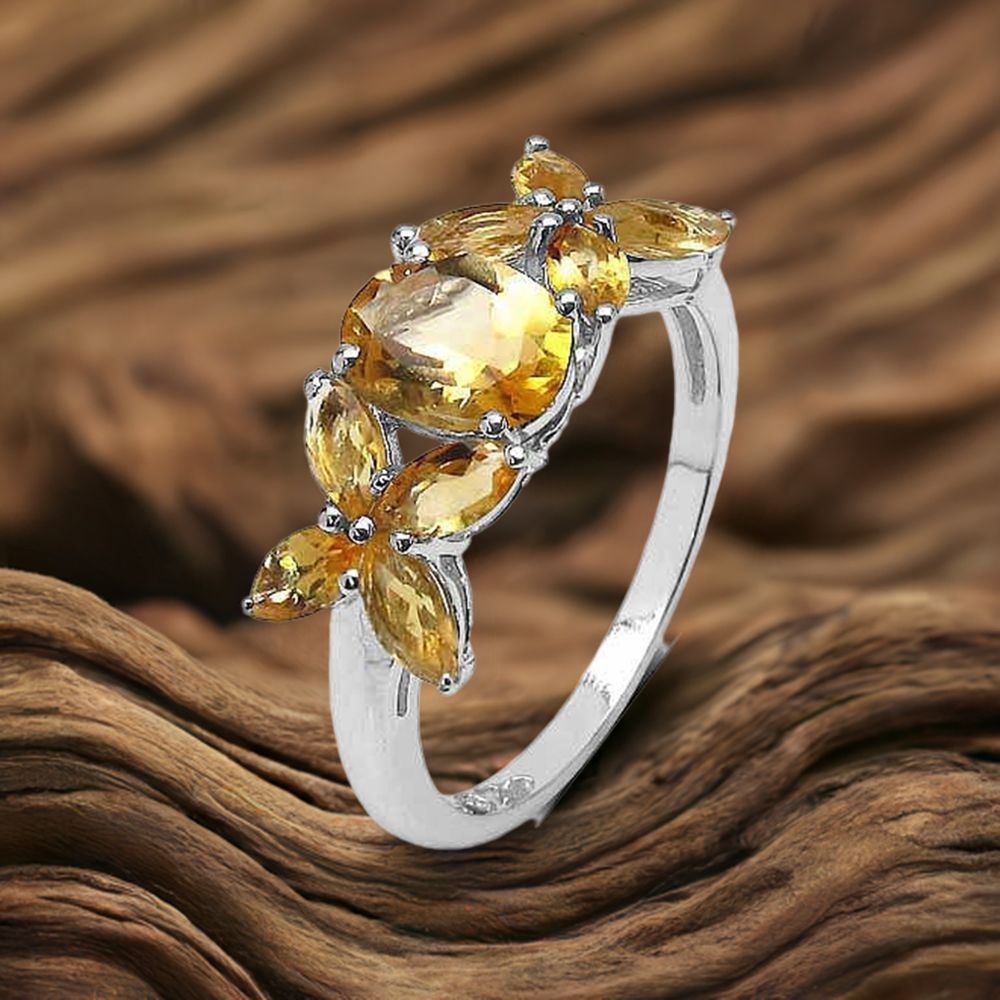 925 Sterling Silver Handmade Rings In Citrine Gemstone Jewelry 925SR3320