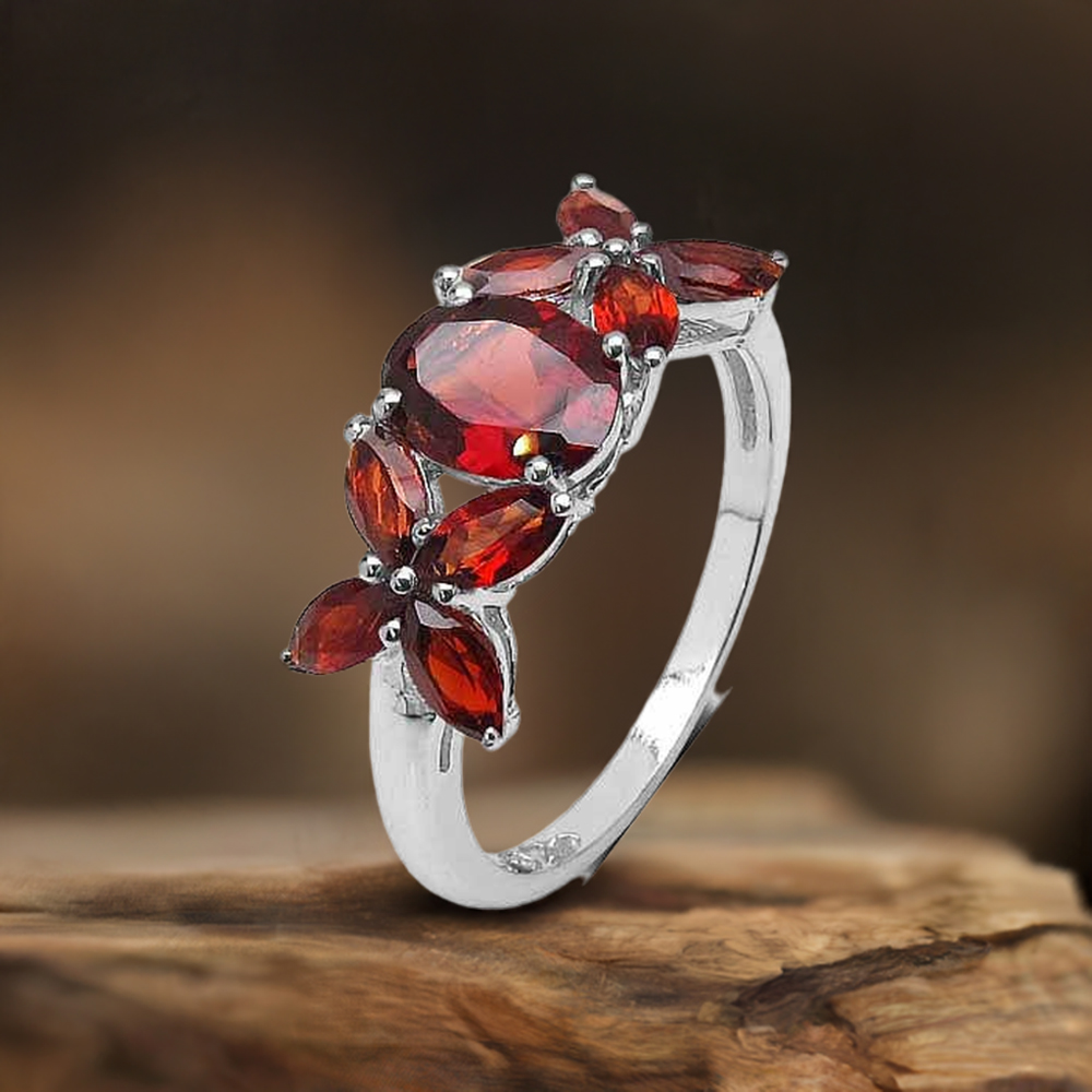 925 Sterling Silver Handmade Rings In Garnet Gemstone Jewelry 925SR3321