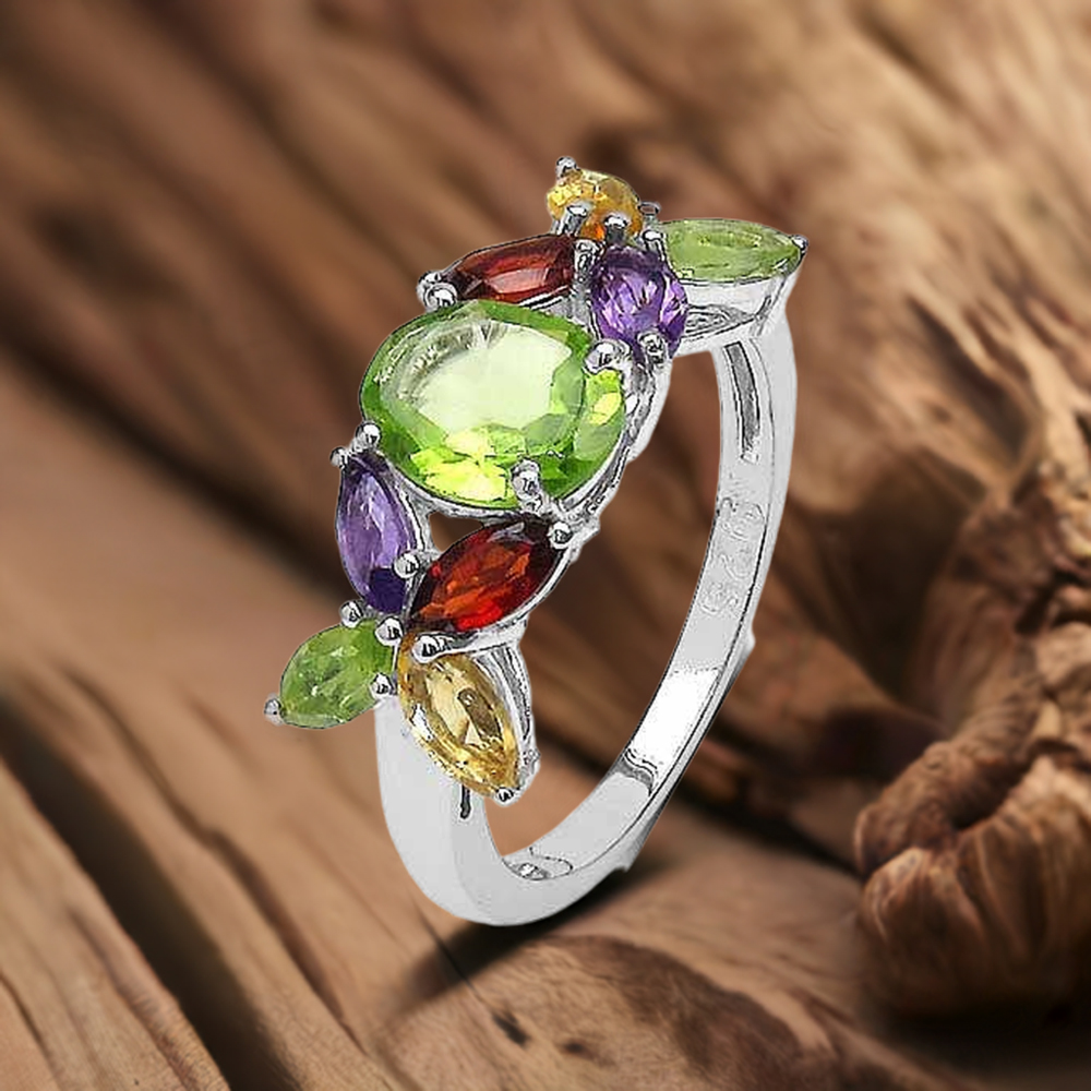 925 Sterling Silver Rings In Multi Gemstone Jewelry 925SR3322