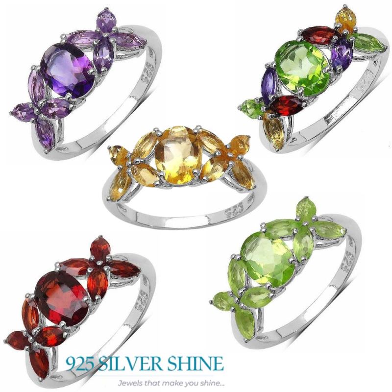 925 Sterling Silver Rings In Multi Gemstone Jewelry 925SR3322_3