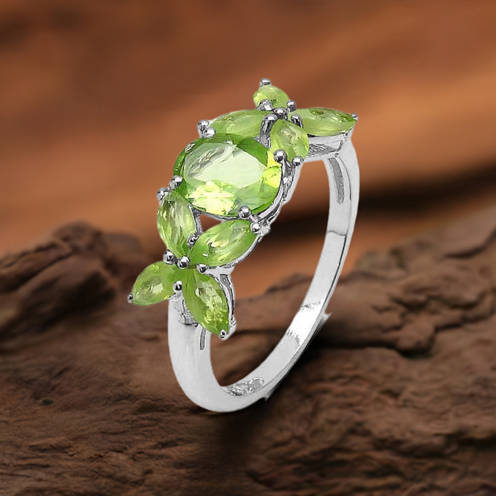 925 Sterling Silver Rings In Peridot Gemstone Jewelry 925SR3323