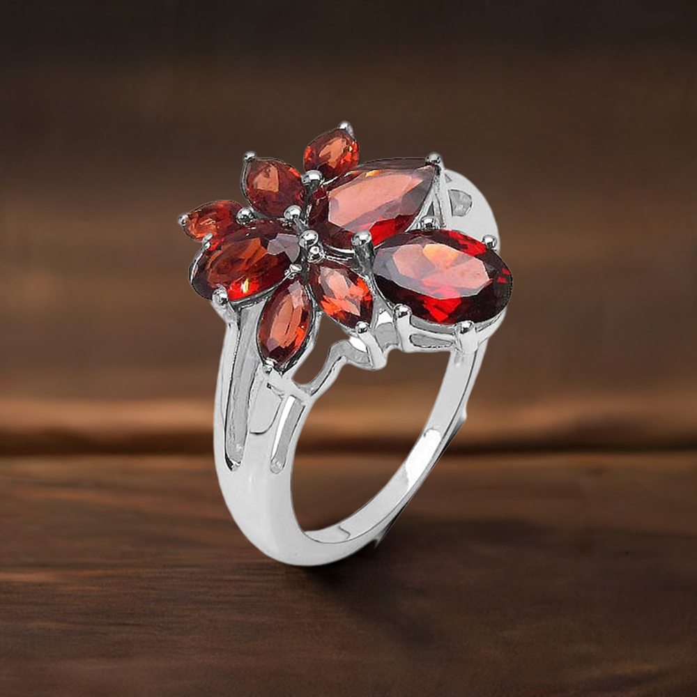 925 Sterling Silver Rings In Garnet Gemstone Jewelry 925SR3324