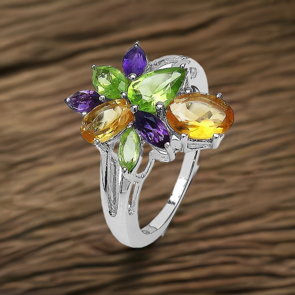 925 Sterling Silver Rings In Multi Gemstone Jewelry 925SR3325
