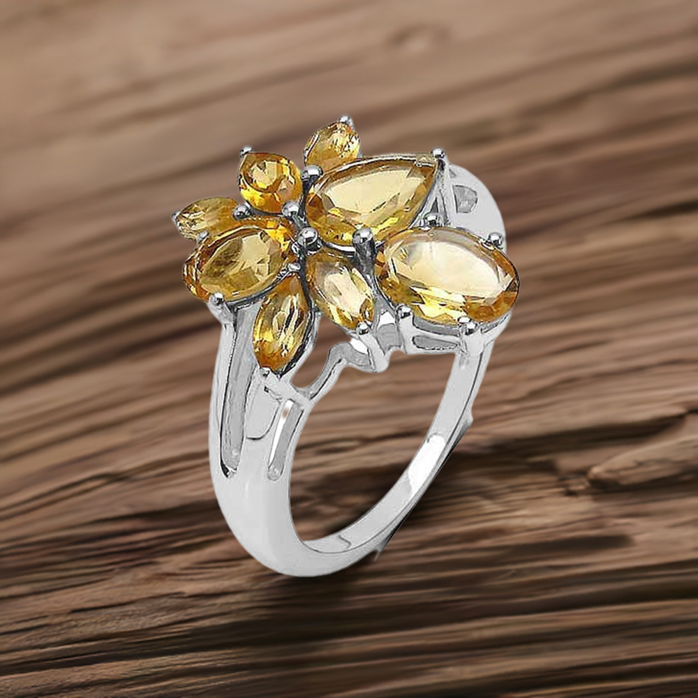 925 Sterling Silver Rings In Citrine Gemstone Jewelry 925SR3326