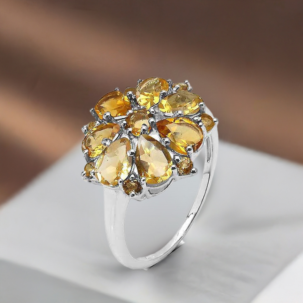 925 Sterling Silver Handmade Rings In Citrine Gemstone Jewelry 925SR3330