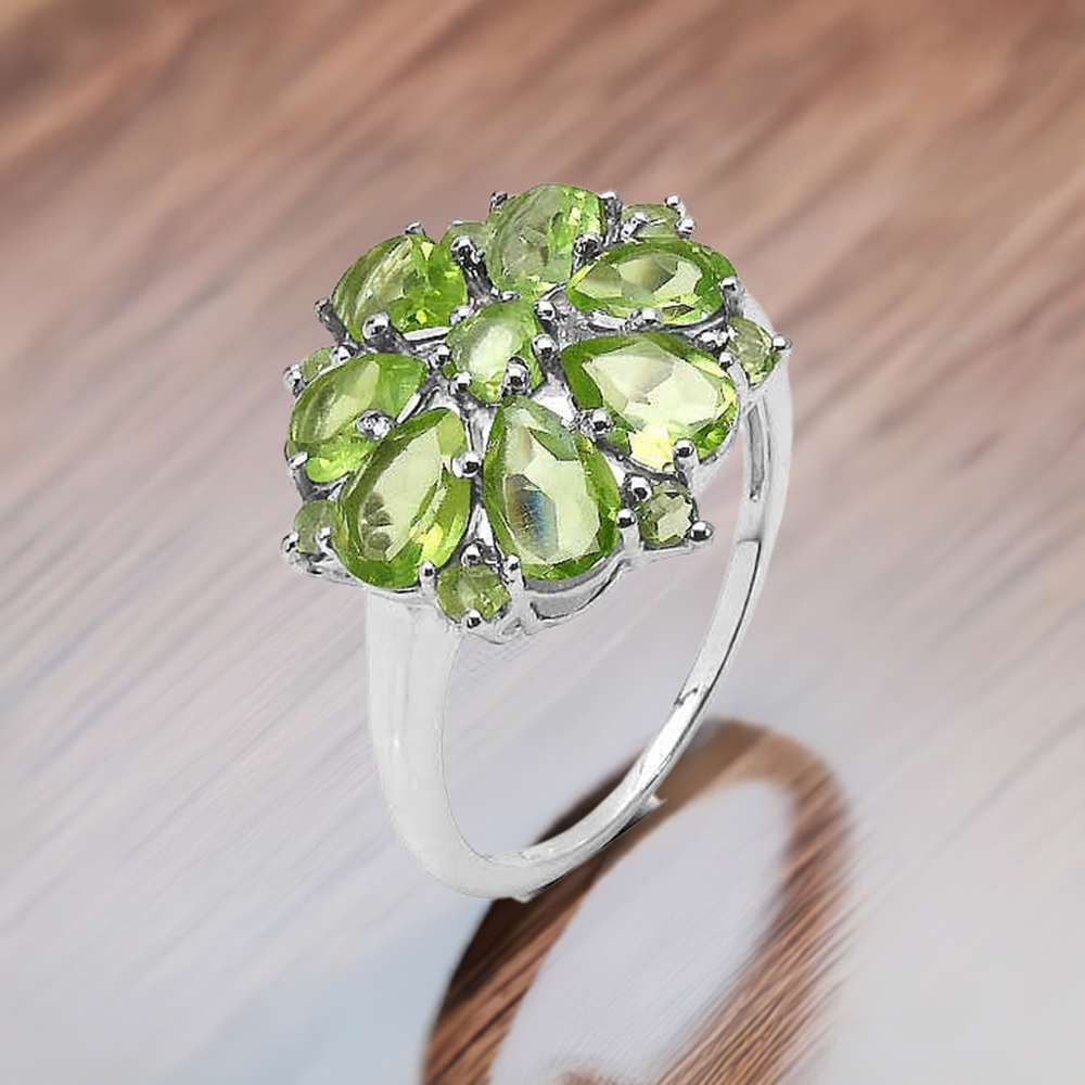925 Sterling Silver Handmade Rings In Peridot Gemstone Jewelry 925SR3331
