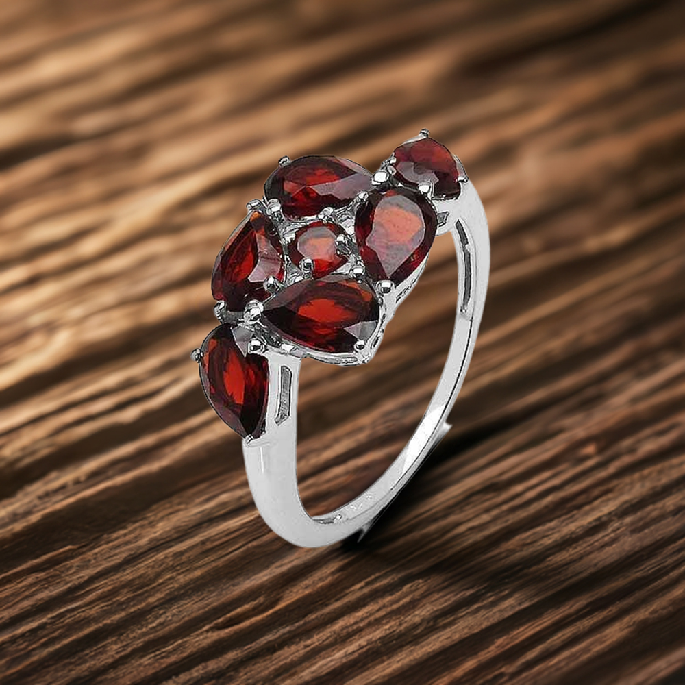 925 Sterling Silver Rings In Garnet Gemstone Jewelry 925SR3332