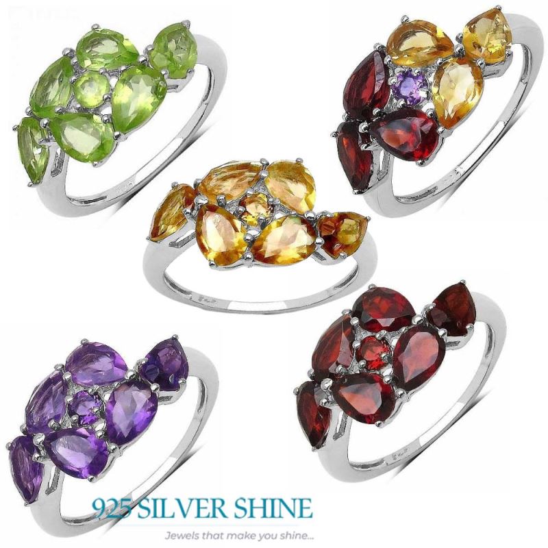 925 Sterling Silver Rings In Garnet Gemstone Jewelry 925SR3332_3