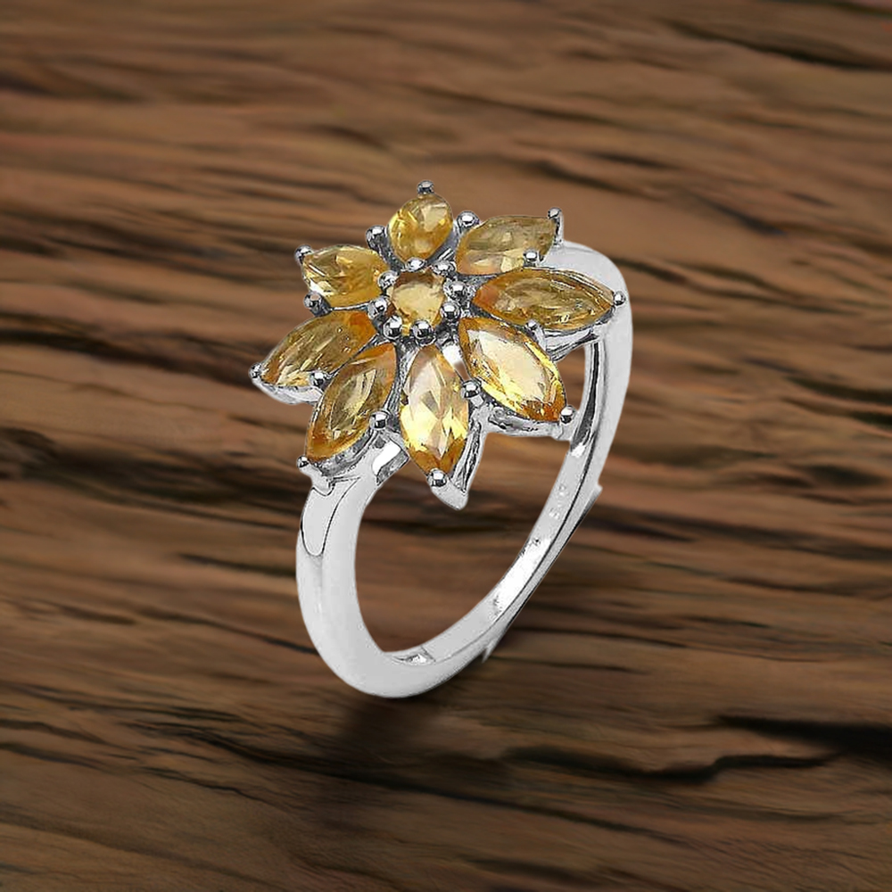925 Sterling Silver Handmade Rings In Citrine Gemstone Jewelry 925SR3338