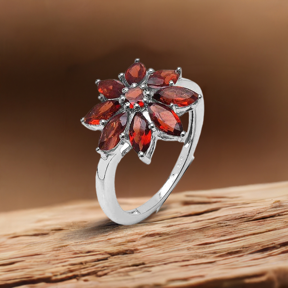 925 Sterling Silver Handmade Rings In Garnet Gemstone Jewelry 925SR3339