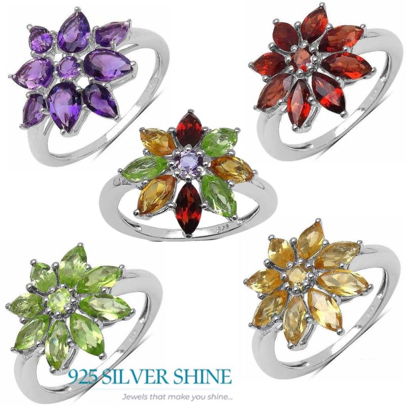 925 Sterling Silver Handmade Rings In Multi Gemstone Jewelry 925SR3340_3
