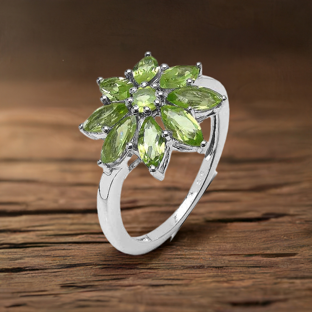 925 Sterling Silver Handmade Rings In Peridot Gemstone Jewelry 925SR3341