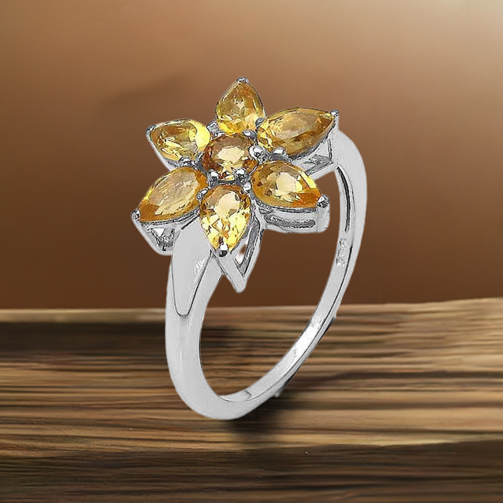 925 Sterling Silver Handmade Rings In Citrine Gemstone Jewelry 925SR3346