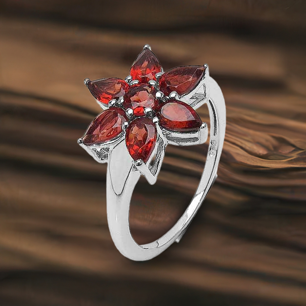 925 Sterling Silver Rings In Natural Garnet Gemstone 925SR3347