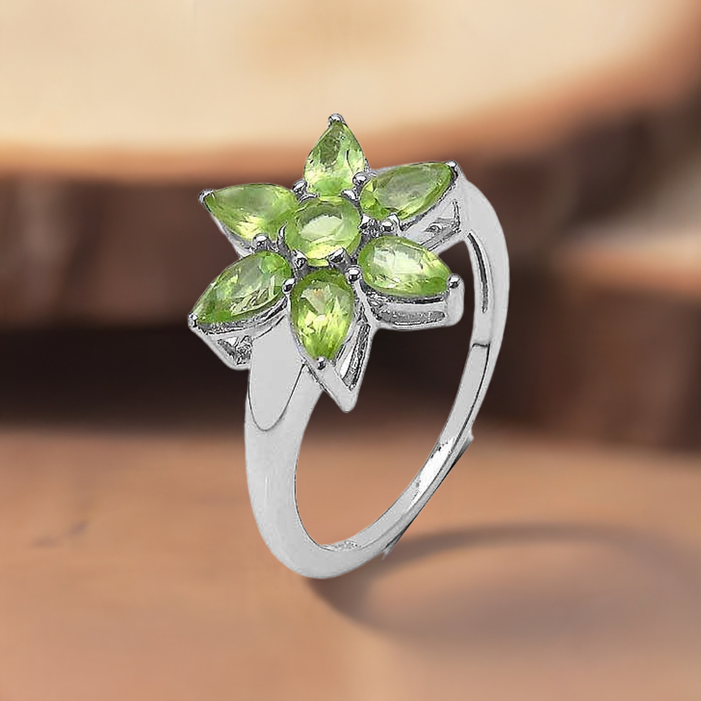 925 Sterling Silver Rings In Semi Precious Peridot Gemstone 925SR3348