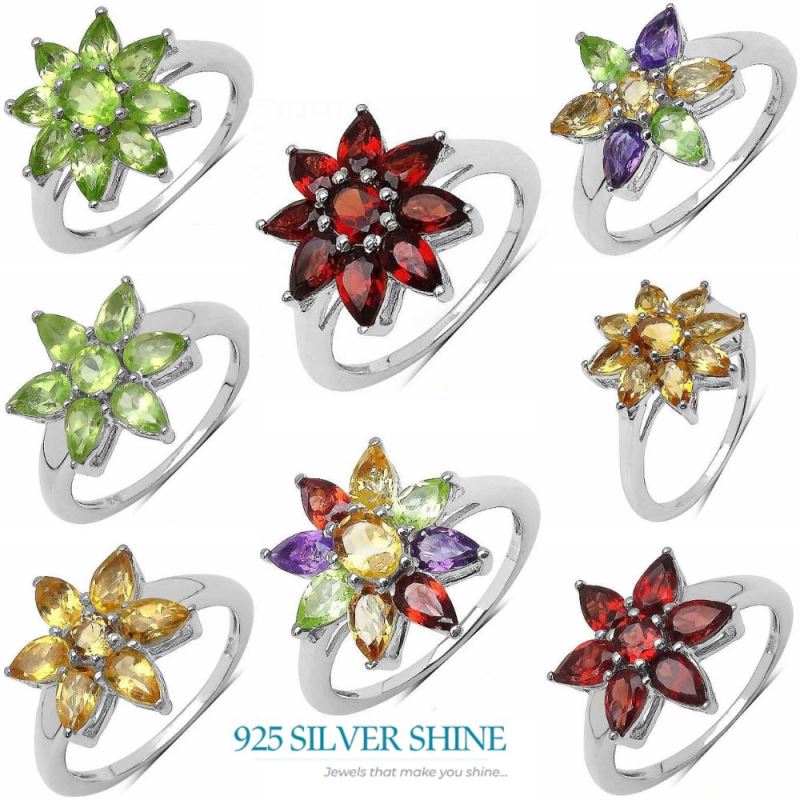 Solid 925 Silver Rings In Natural Multi Gemstone 925SR3350_3