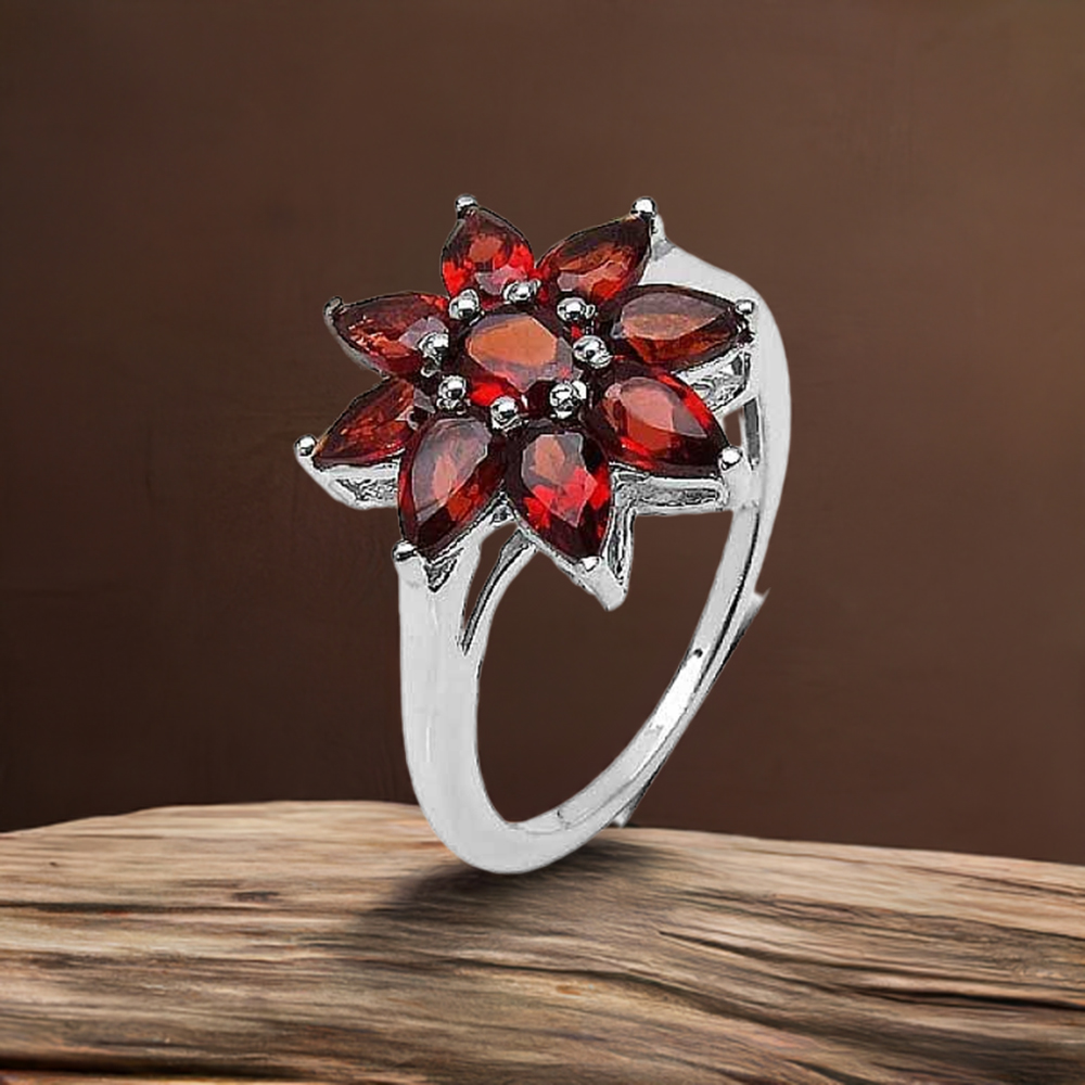 Solid 925 Silver Rings In Semi Precious Garnet Gemstone 925SR3351