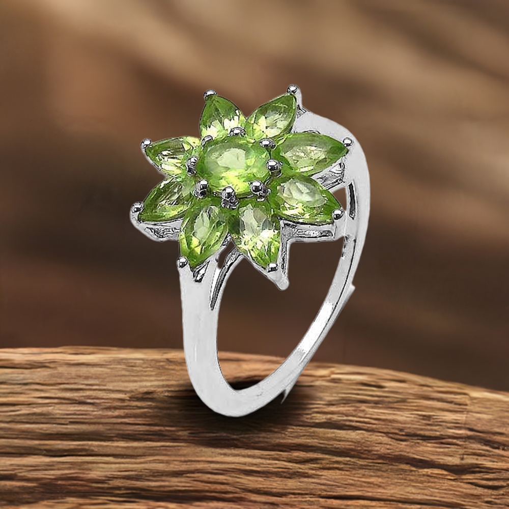 Solid 925 Silver Rings In Genuine Peridot Gemstone 925SR3352