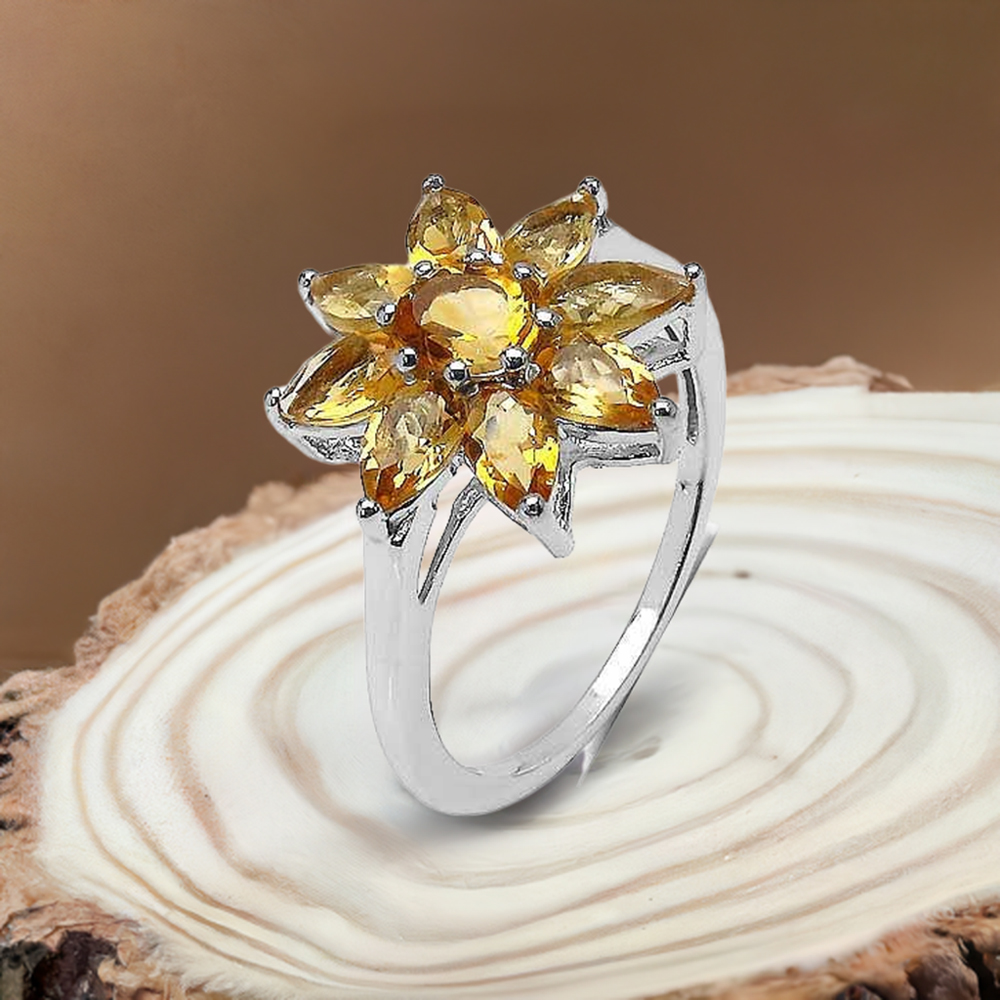 Fine 925 Sterling Silver Rings In Natural Citrine Gemstone 925SR3353