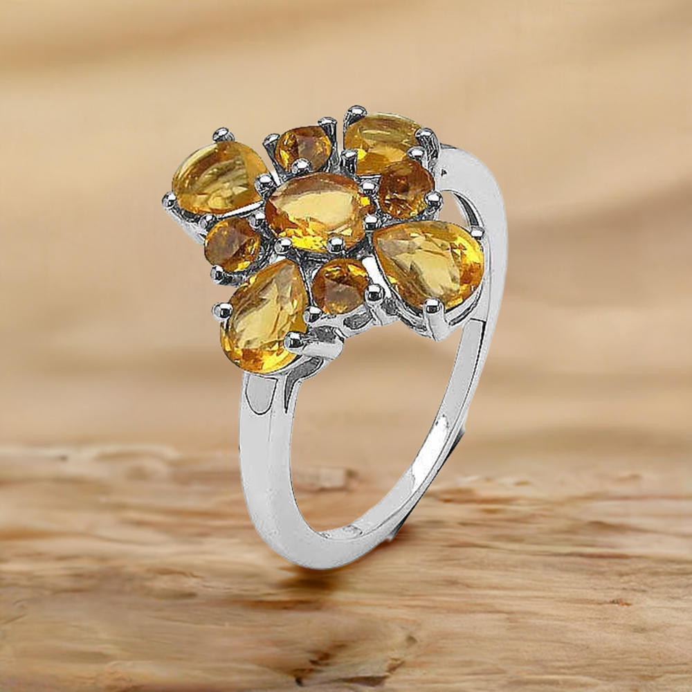 Fine 925 Sterling Silver Rings In Semi Precious Citrine Gemstone 925SR3354