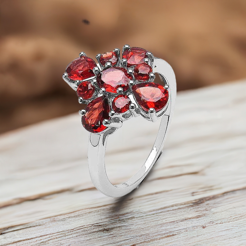 Natural Garnet Gemstone Rings In 925 Sterling Silver 925SR3356
