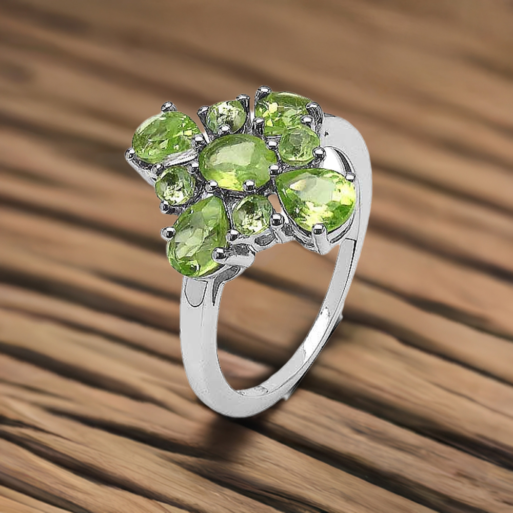 Semi Precious Peridot Gemstone Rings In 925 Sterling Silver 925SR3357