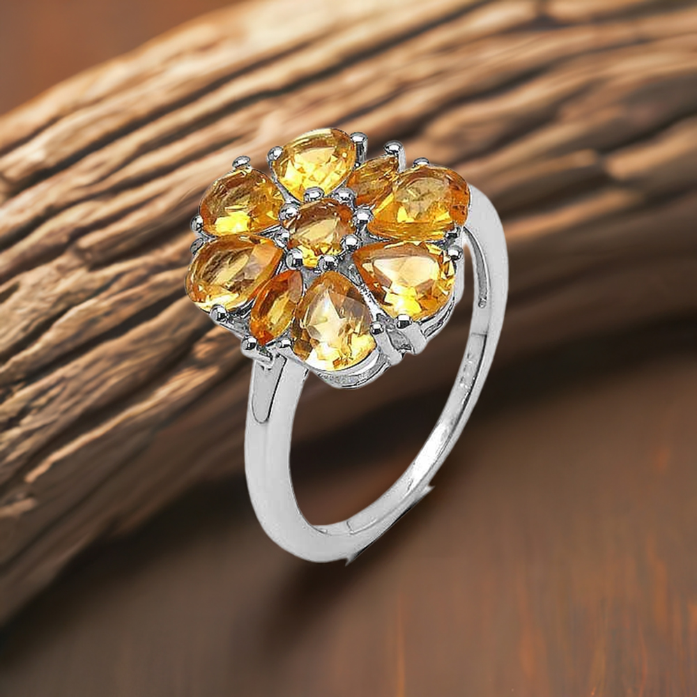 Natural Citrine Gemstone Rings In Solid 925 Silver 925SR3359