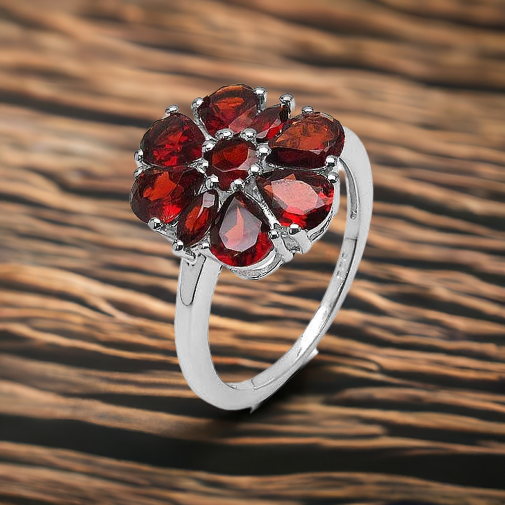 Semi Precious Garnet Gemstone Rings In Solid 925 Silver 925SR3360