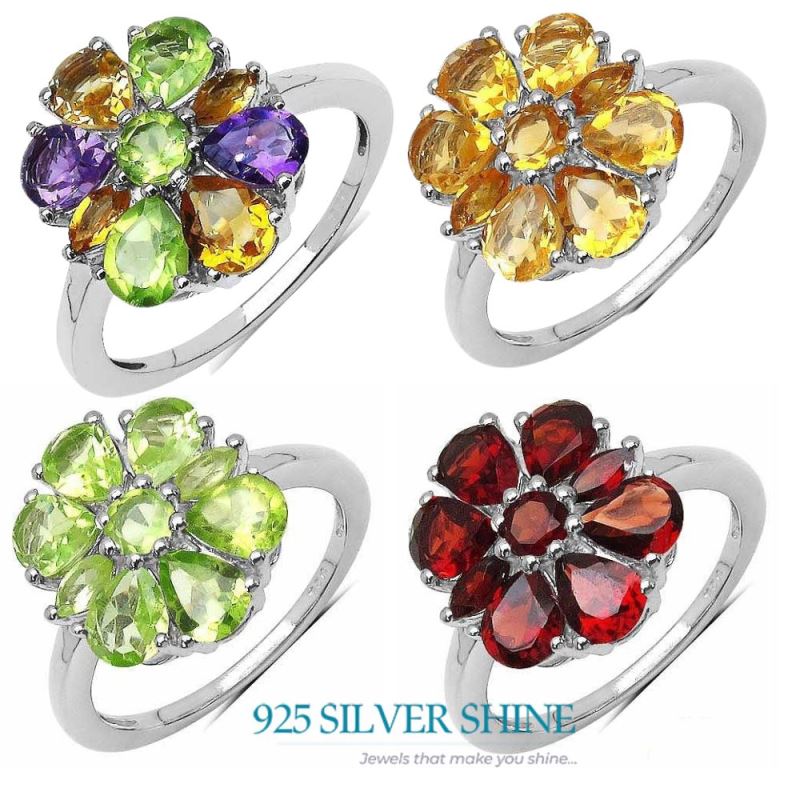 Semi Precious Garnet Gemstone Rings In Solid 925 Silver 925SR3360_3