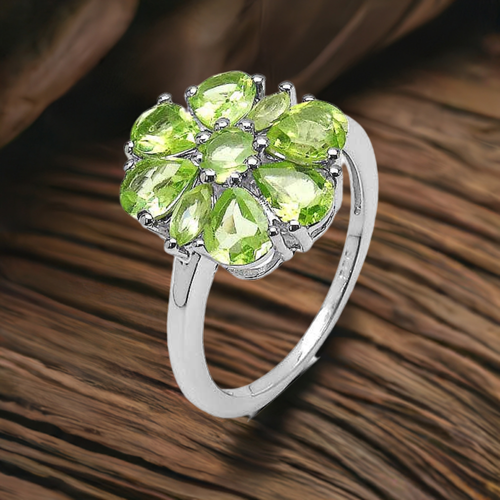 Genuine Peridot Gemstone Rings In Solid 925 Silver 925SR3361